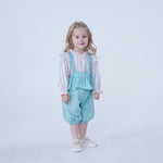 Green Ankle-Tied Linen Pants For Baby Girl Image