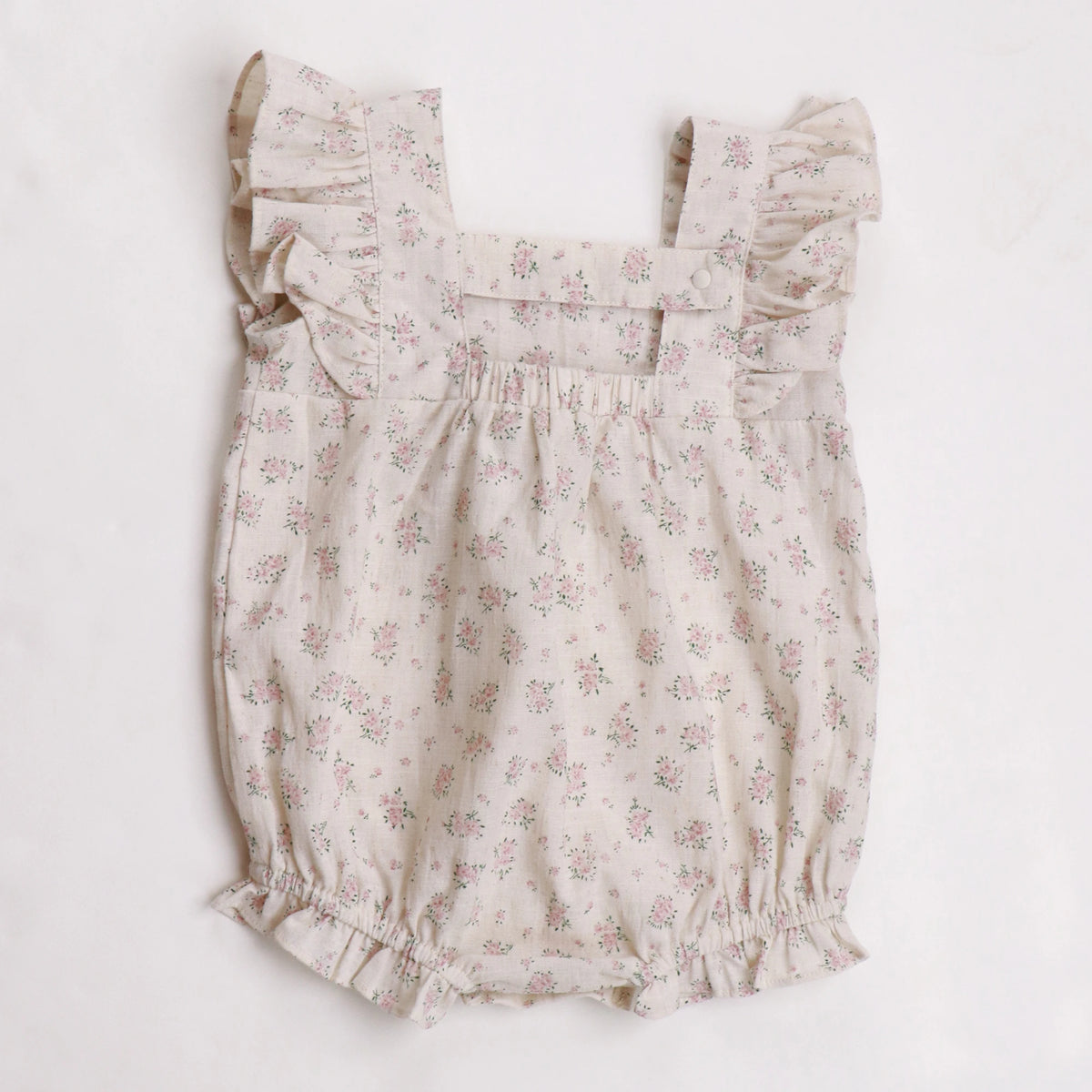 Floral Linen Romper For Baby Girl Image