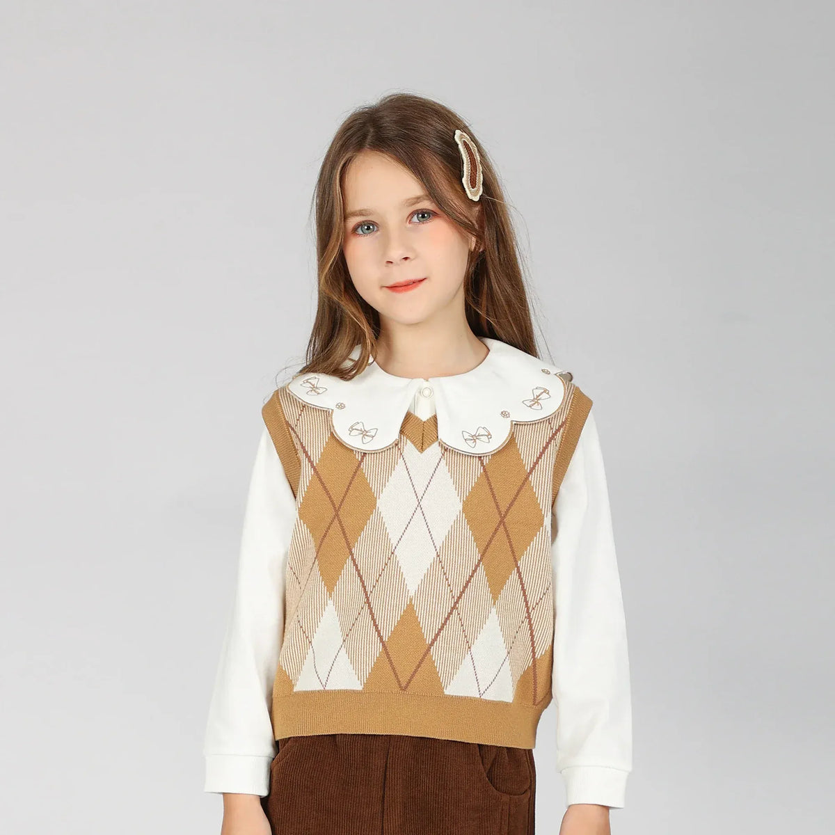 Khaki Waistcoat for Girls Image