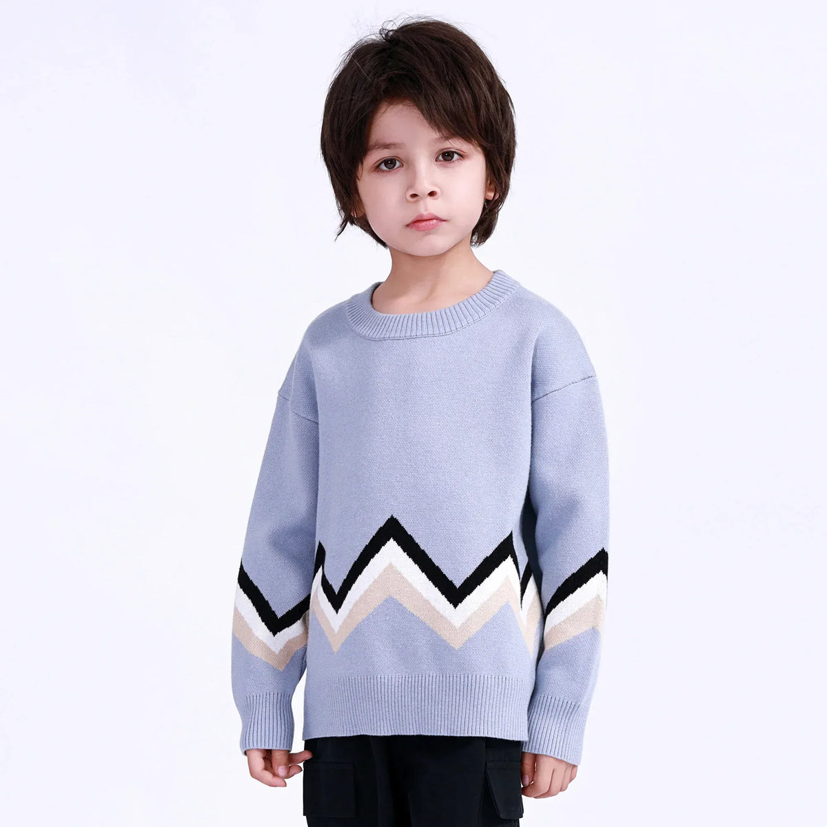 100 | 3Y Mist Blue 100 | 3Y,41,72,29,- Color-Blocked Sweater for Boys Image