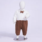 Camel Color-Blocked Romper for Baby Boy Image