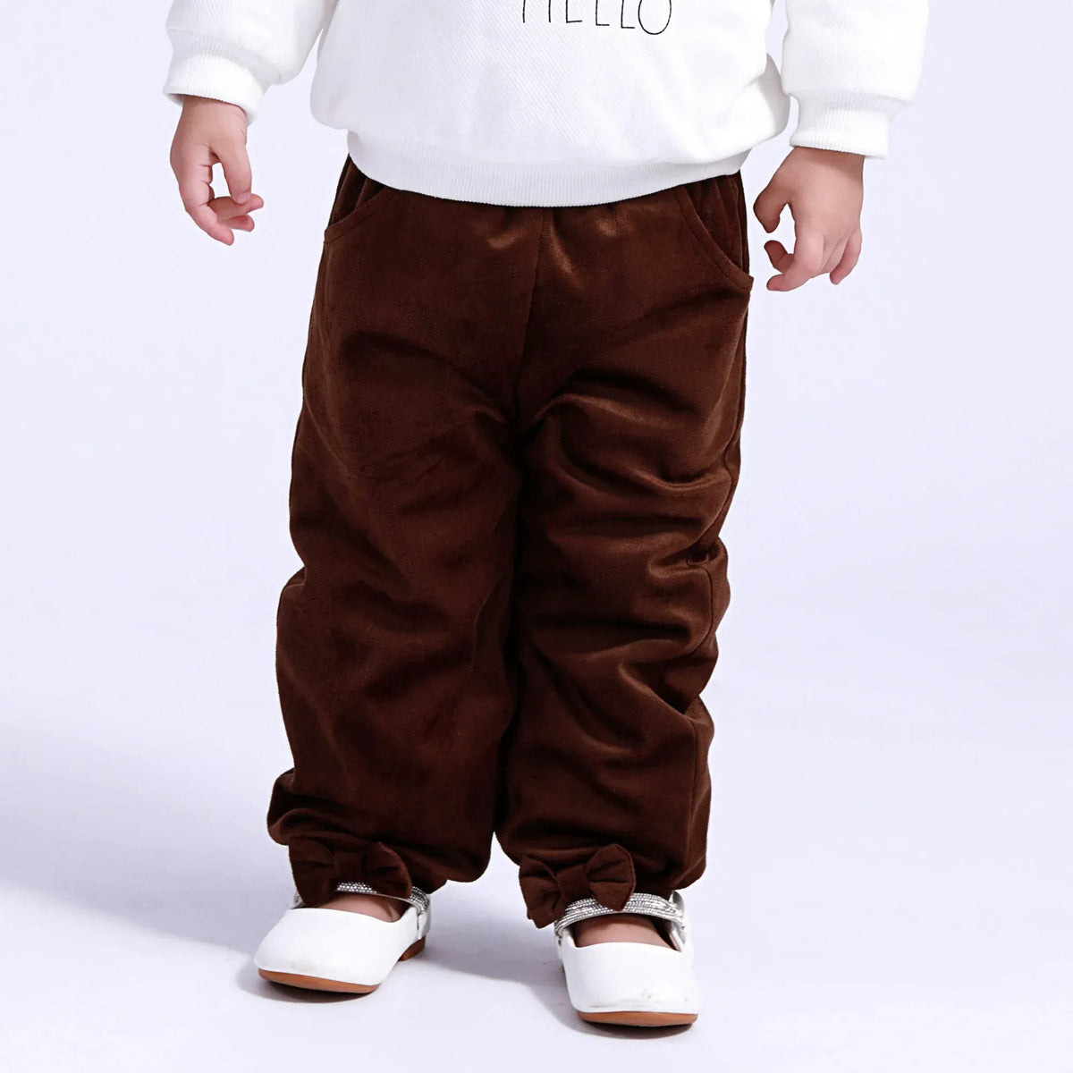 Coffee Plain Pants for Baby Girl Image