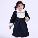 Navy Color-Blocked Dress for Baby Girl Image