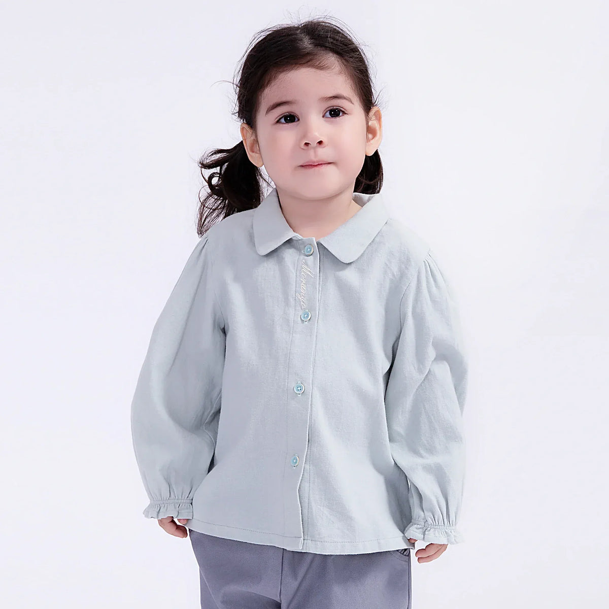62 | 3-6M Light Green 62 | 3-6M,31,53,26,- Plain Shirt for Baby Girl Image