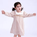 Khaki Checked Dress for Baby Girl Image