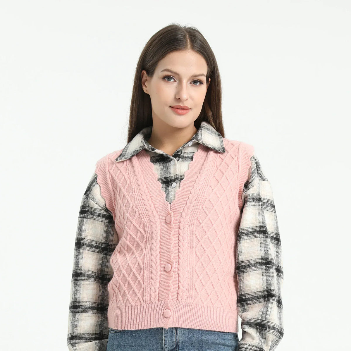 Pink Jacquard Waistcoat for Women Image