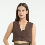 Brown Plain Waistcoat for Women Image