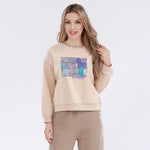 Khaki Printed Pullover for Women Image