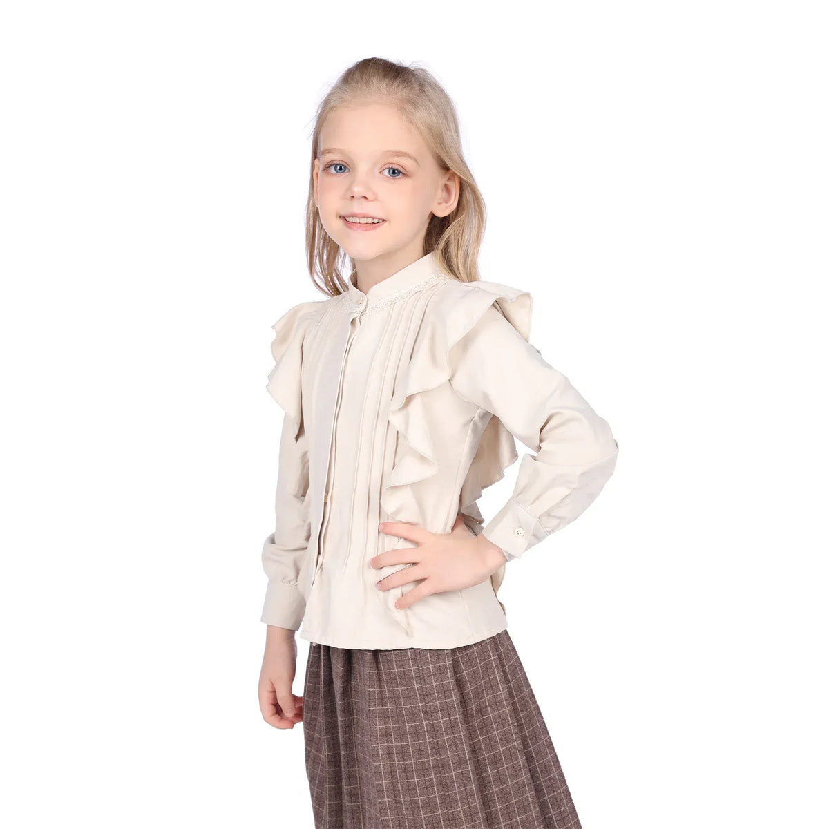 Laced Formal Shirt for Girls Image