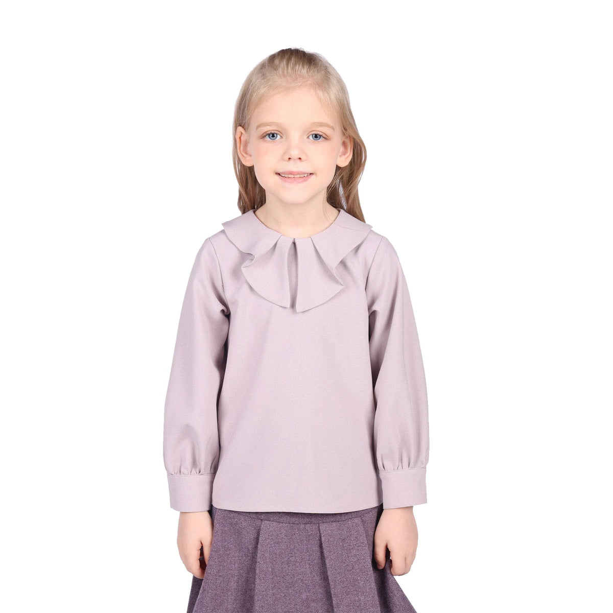 100 | 3Y Light Pink Purple 100 | 3Y,39.5,58,34.5,- Plain Formal Blouse for Girls Image