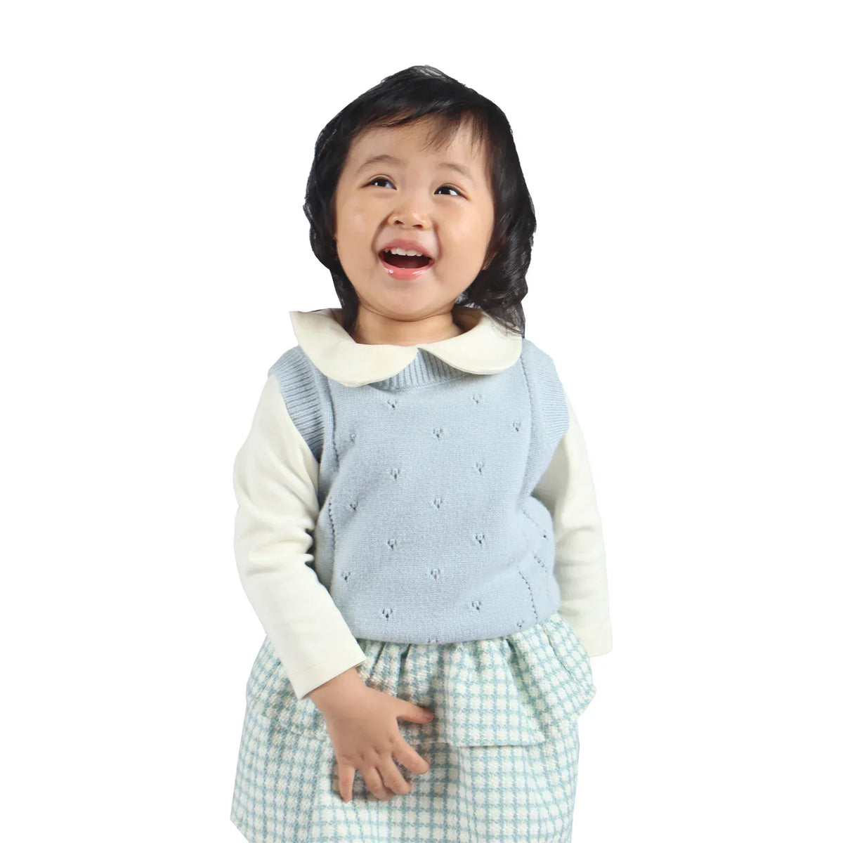 62 | 3-6M Light Blue 62 | 3-6M,31,50,-,- Jacquard Formal Waistcoat for Baby Girl Image