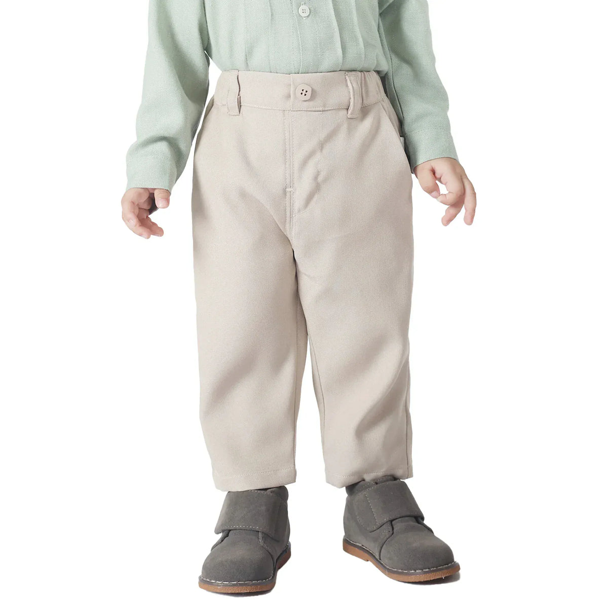 62 | 3-6M Dark Beige 62 | 3-6M,37,37,- Plain Formal Pants for Baby Boy Image