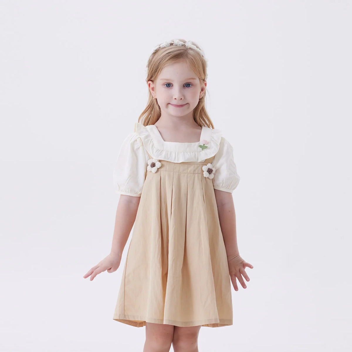 Beige Floral Fashion Blouse For Girls Image