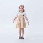 Khaki Floral Fashion Dress For Girls Image