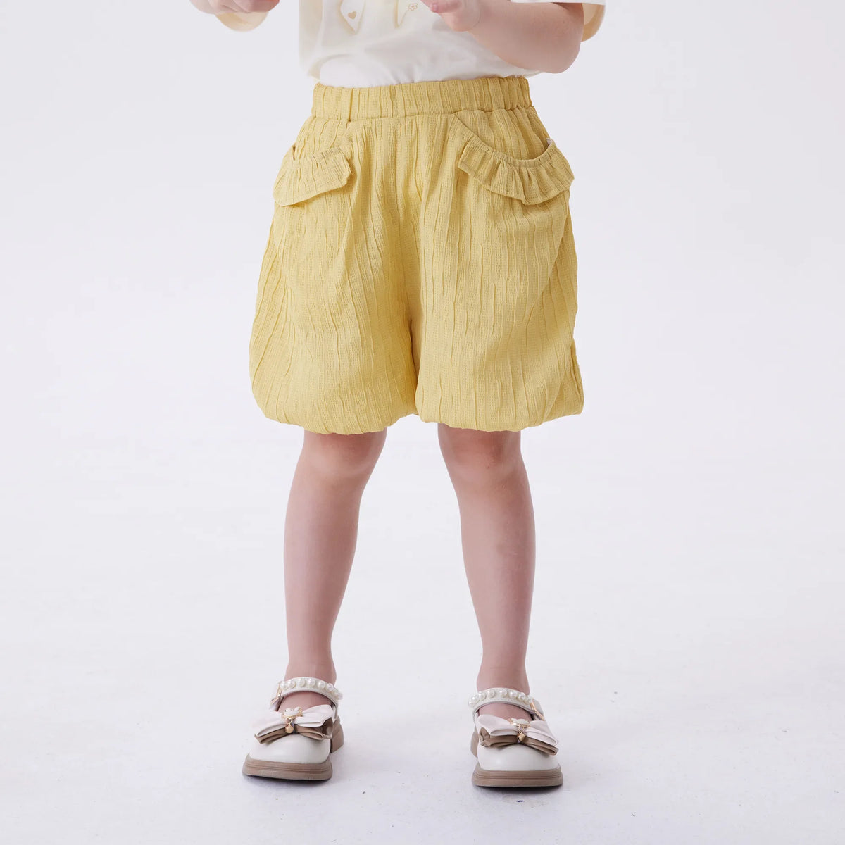 Yellow Baggy Fashion Shorts For Girls Image