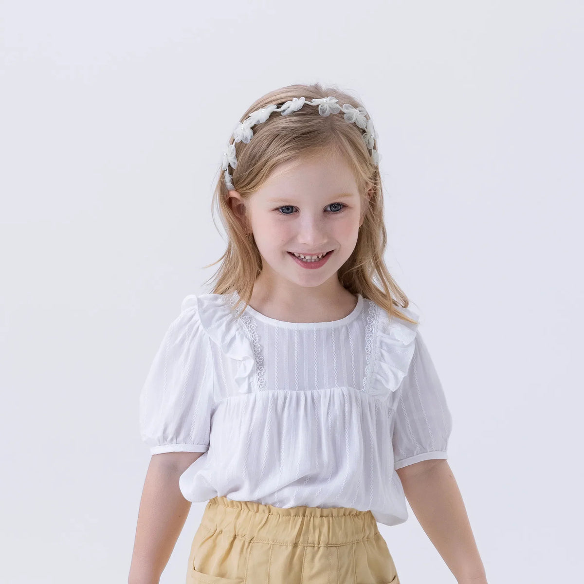 White Jacquard Fashion Blouse For Girls Image