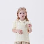 Light Yellow Printed Fashion Polo Shirt For Girls Image