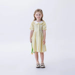 Yellow Checked Fashion Dress For Girls Image