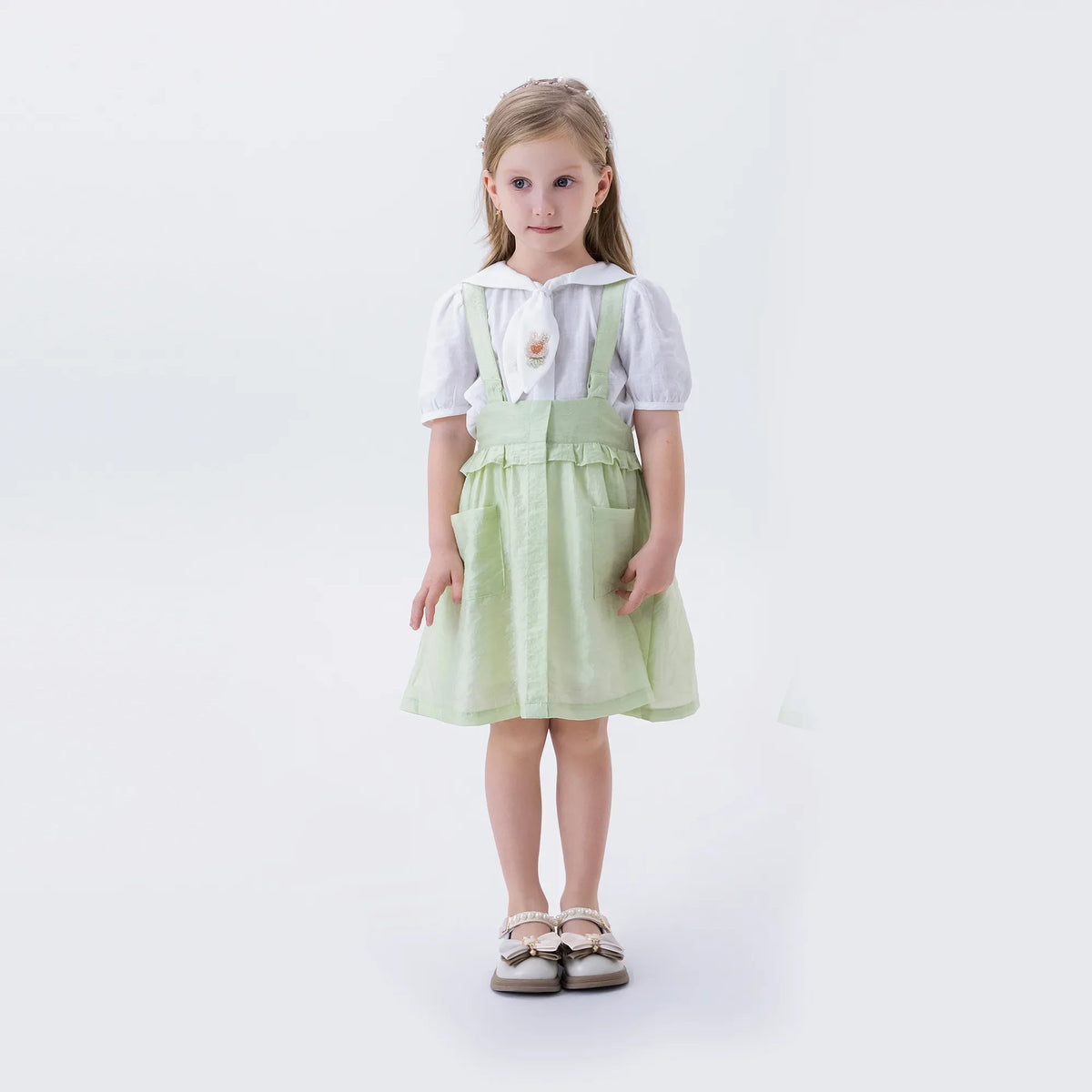 Light Green Skater Fashion Skirt For Girls Image