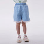 Light Jeans Blue Baggy Fashion Shorts For Girls Image