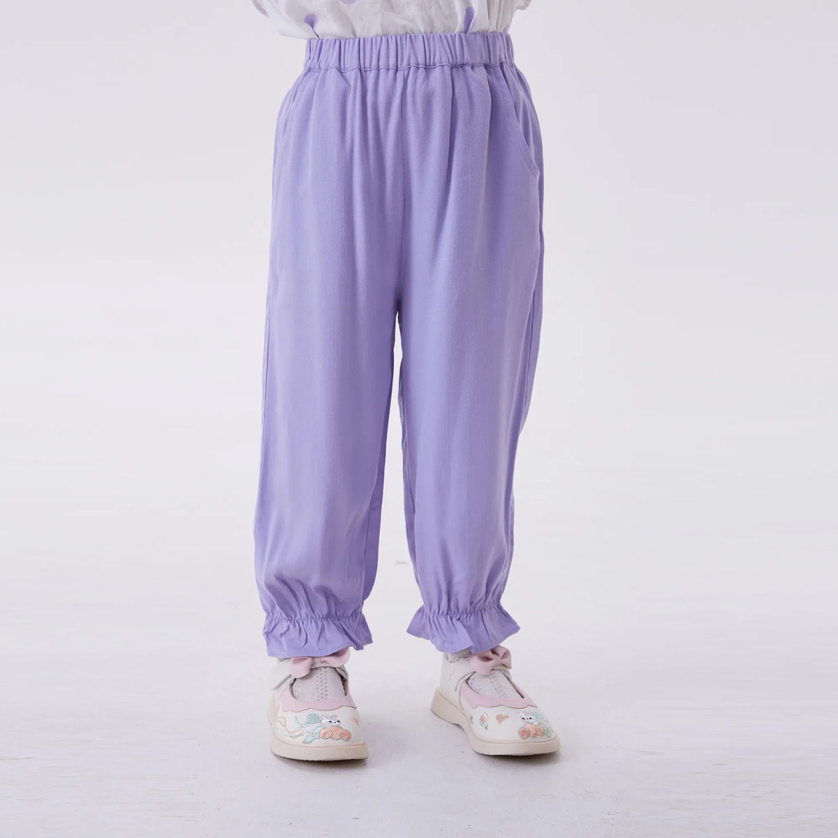 Light Purple Ankle-Tied Fashion Pants For Girls Image