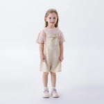 Beige Plain Fashion Overalls For Girls Image