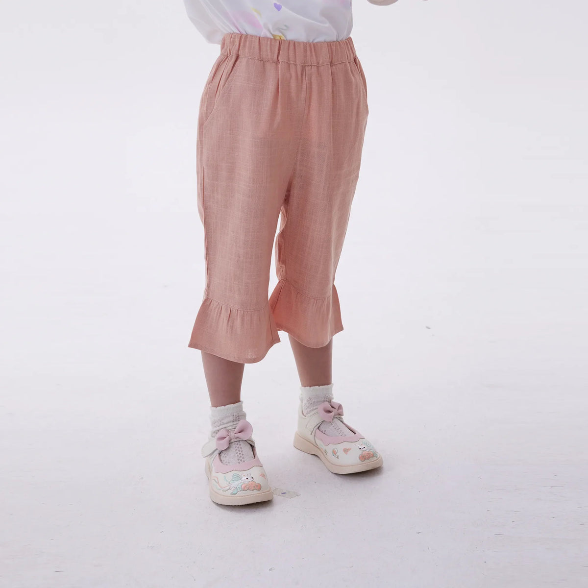 Pink Bell-Bottom Fashion Pants For Girls Image