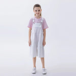 White Plain Fashion Overalls For Girls Image