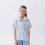 White Printed Fashion Polo Shirt For Girls Image