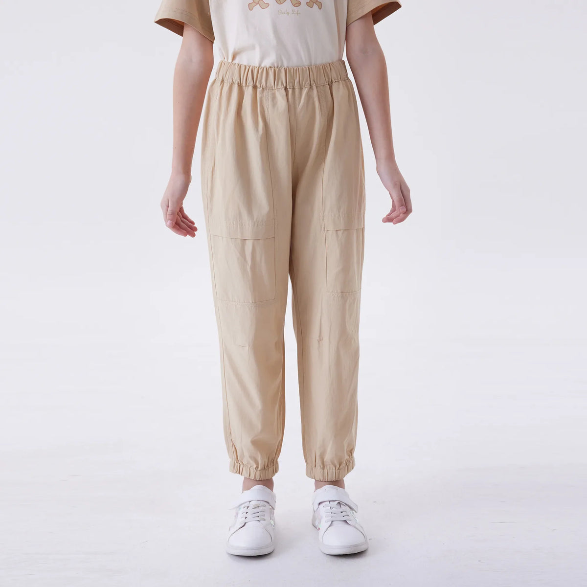 Khaki Ankle-Tied Fashion Pants For Girls Image