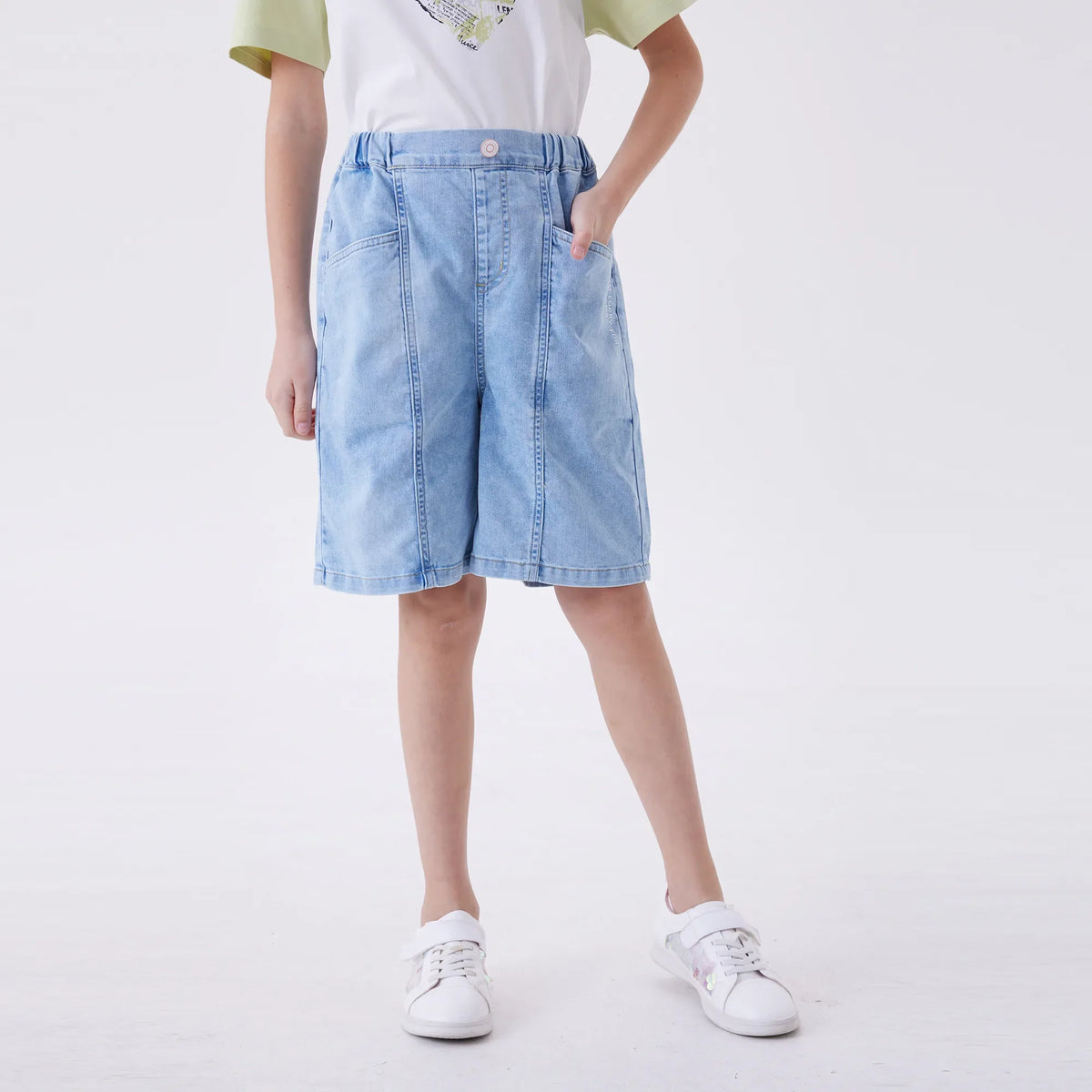 Light Jeans Blue Ordinary Fashion Shorts For Girls Image
