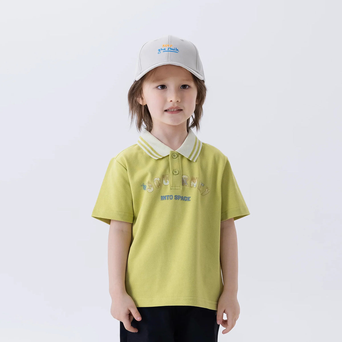 Mustard Green Printed Fashion Polo Shirt For Boys Image