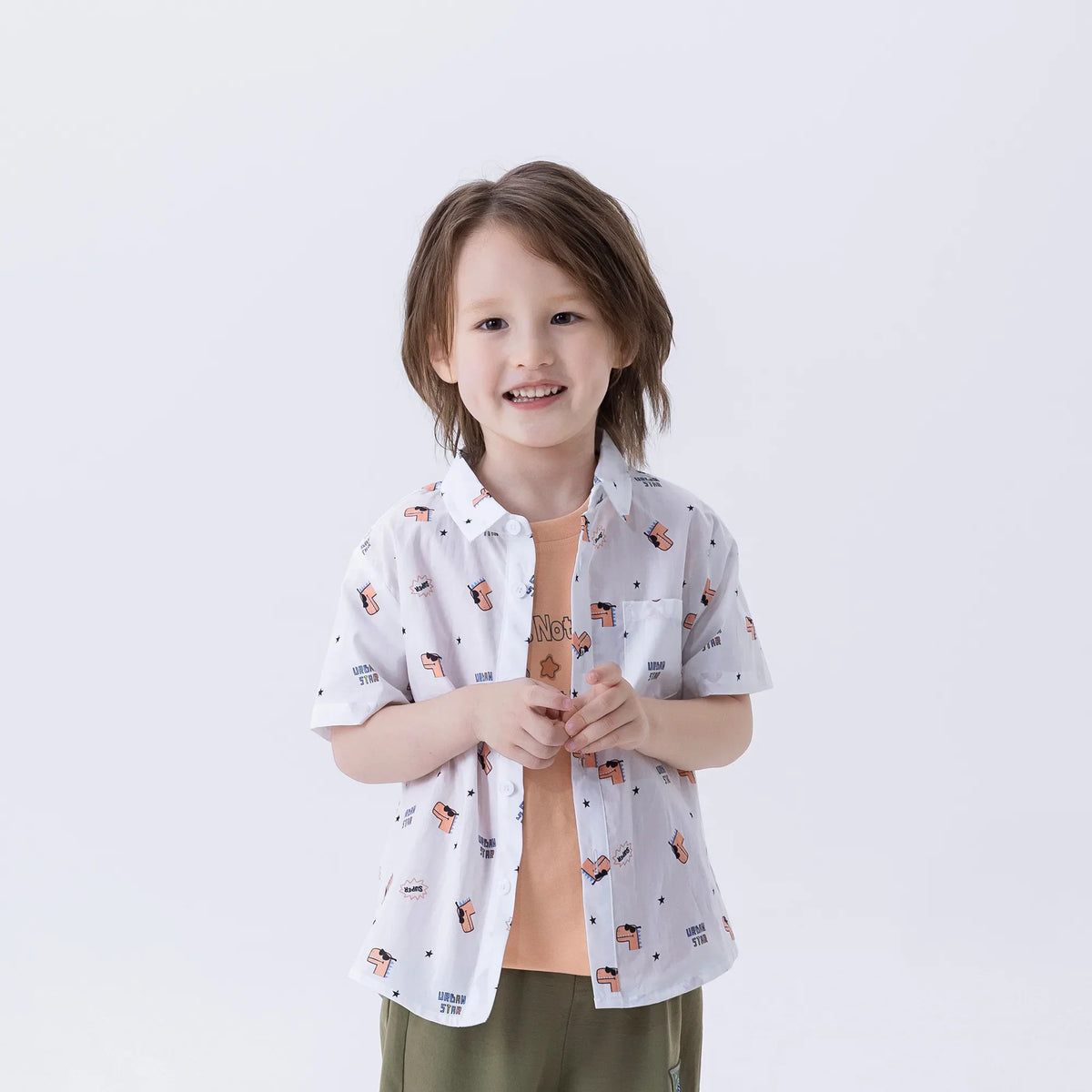 White Printed Fashion Shirt For Boys Image