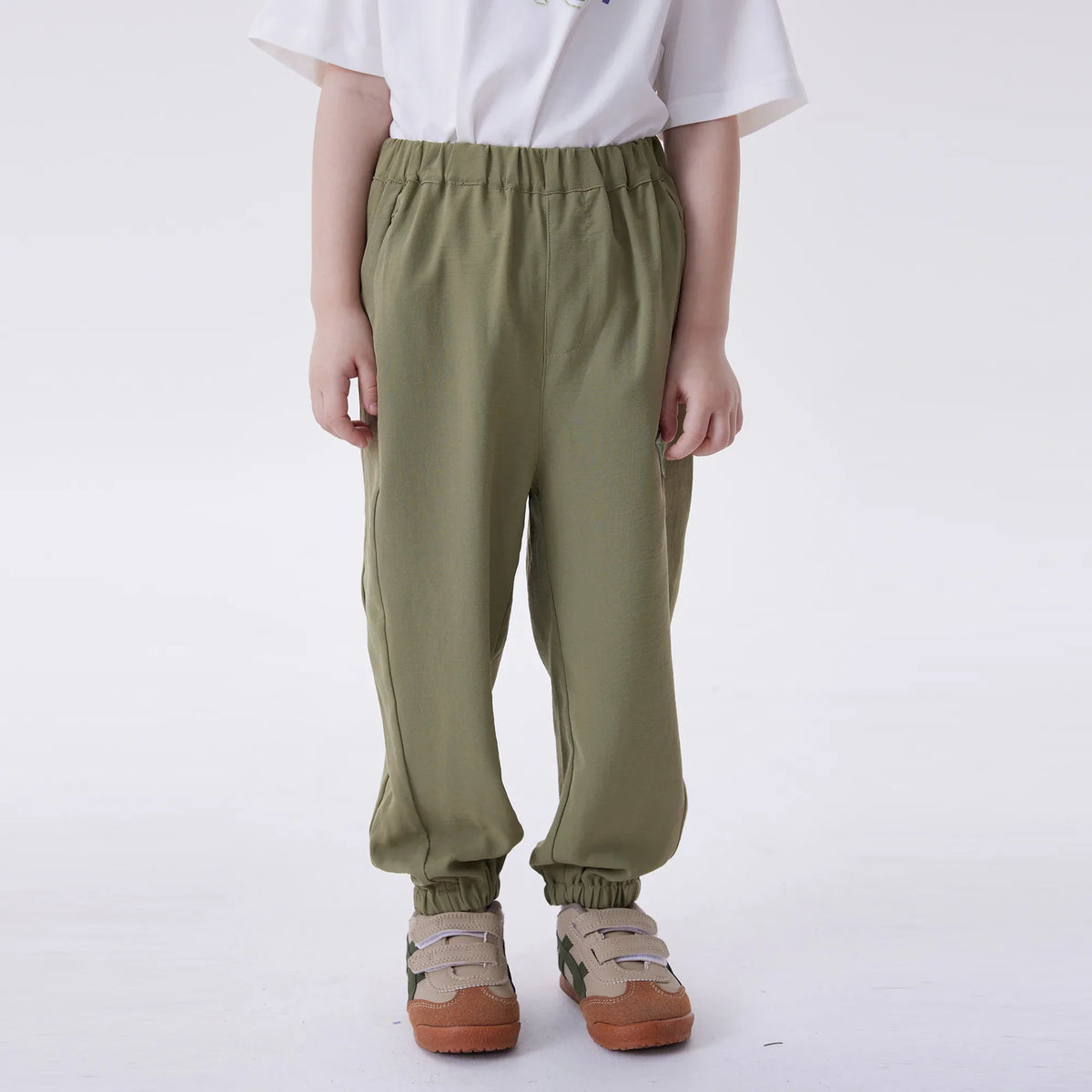 Army Green Ankle-Tied Fashion Pants For Boys Image