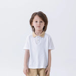 White Color-Blocked Fashion Polo Shirt For Boys Image