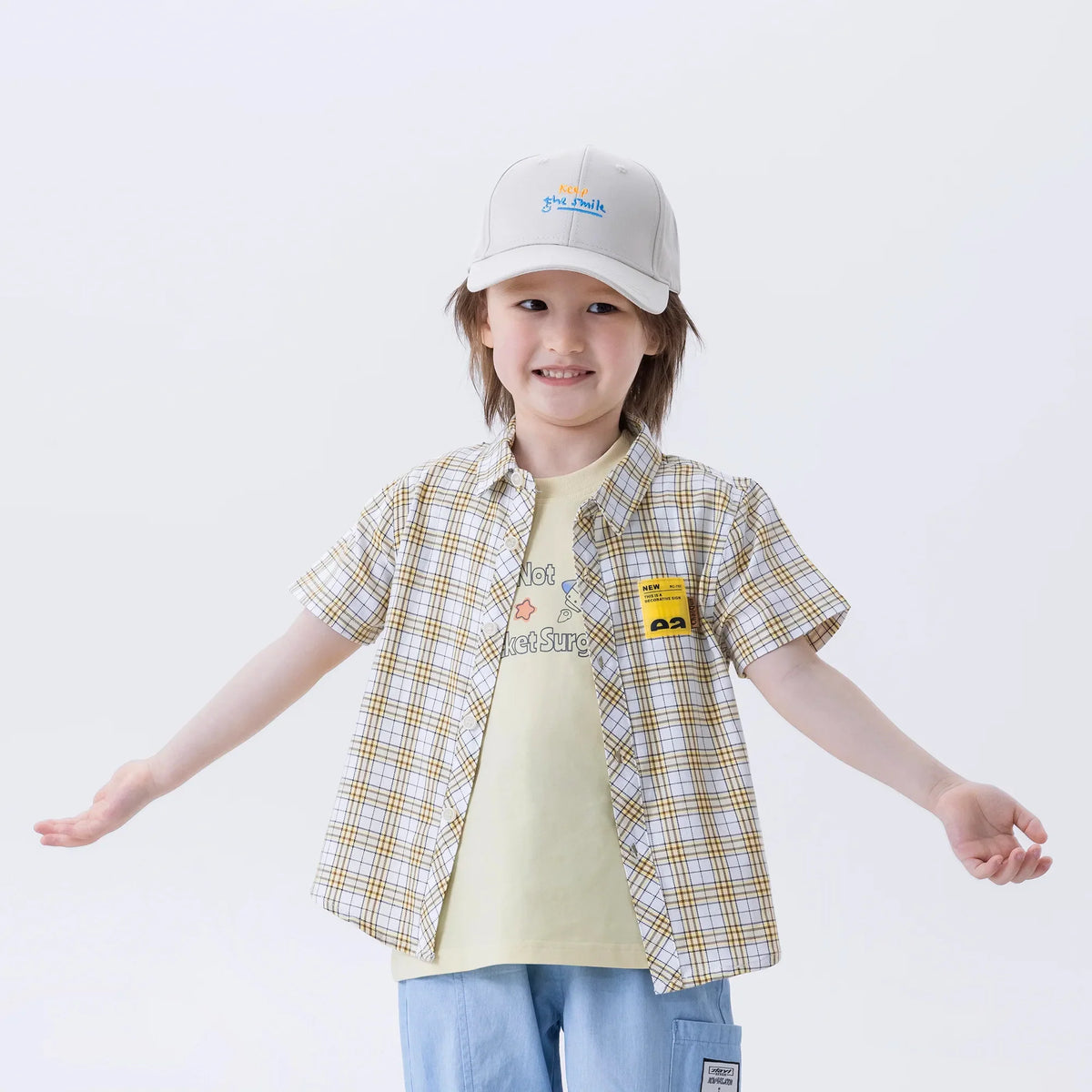 Yellow Checked Fashion Shirt For Boys Image