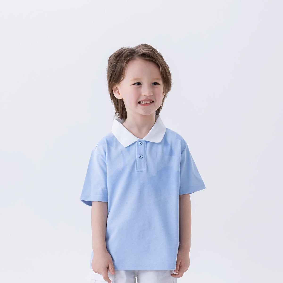 Sky Blue Printed Fashion Polo Shirt For Boys Image