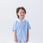 Sky Blue Printed Fashion Polo Shirt For Boys Image