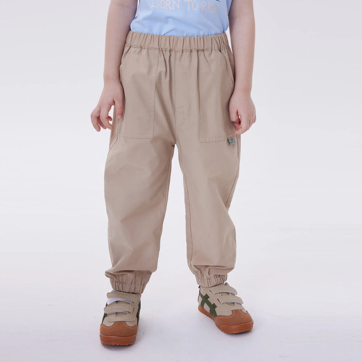Khaki Ankle-Tied Fashion Pants For Boys Image