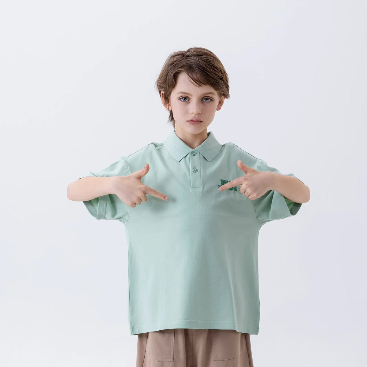 Bean Green Printed Fashion Polo Shirt For Boys Image