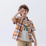 Orange Checked Fashion Shirt For Boys Image