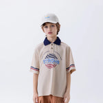 Khaki Printed Fashion Polo Shirt For Boys Image
