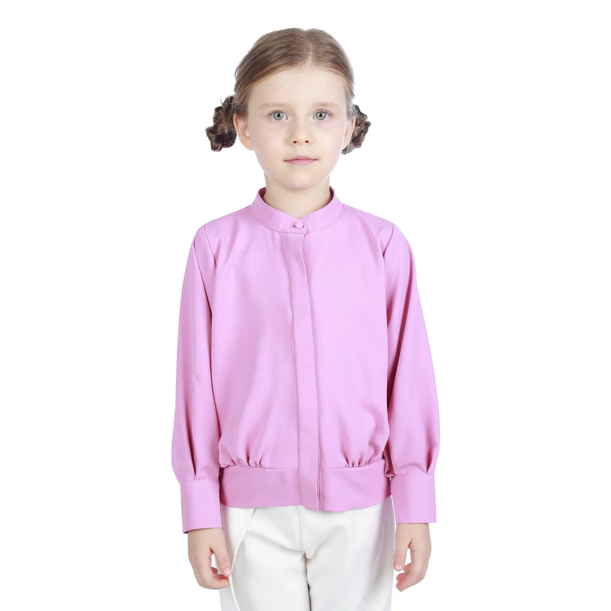 Pink Purple Plain Classic Shirt For Girls Image