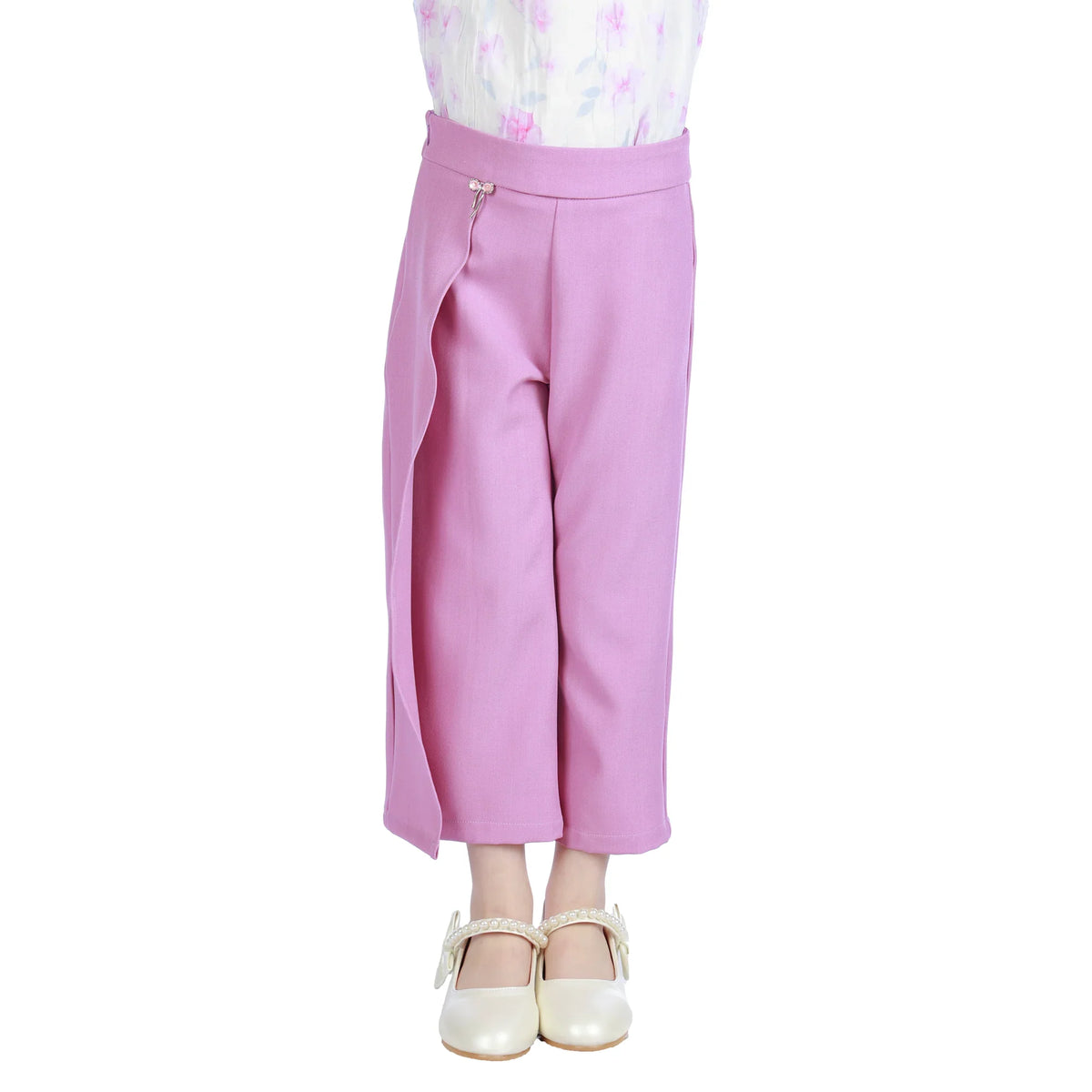 Pink Purple Wide-Leg Classic Pants For Girls Image