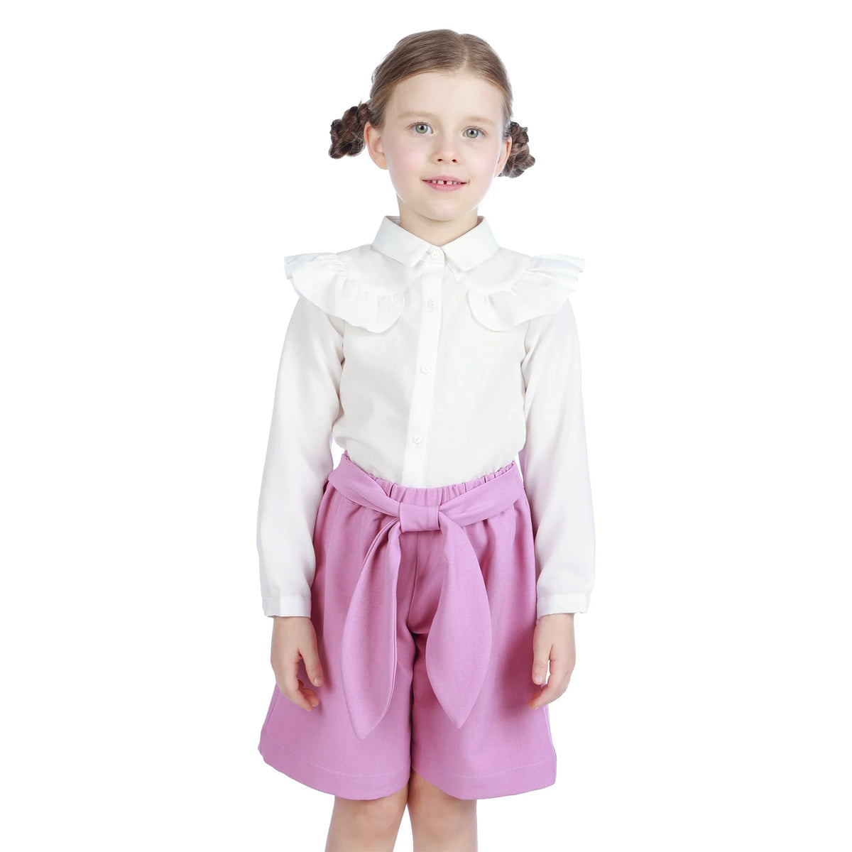 Off White Plain Classic Shirt For Girls Image