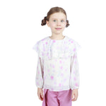 White Floral Classic Blouse For Girls Image