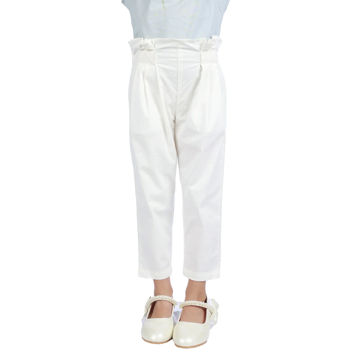 Off White Skinny Classic Pants For Girls Image
