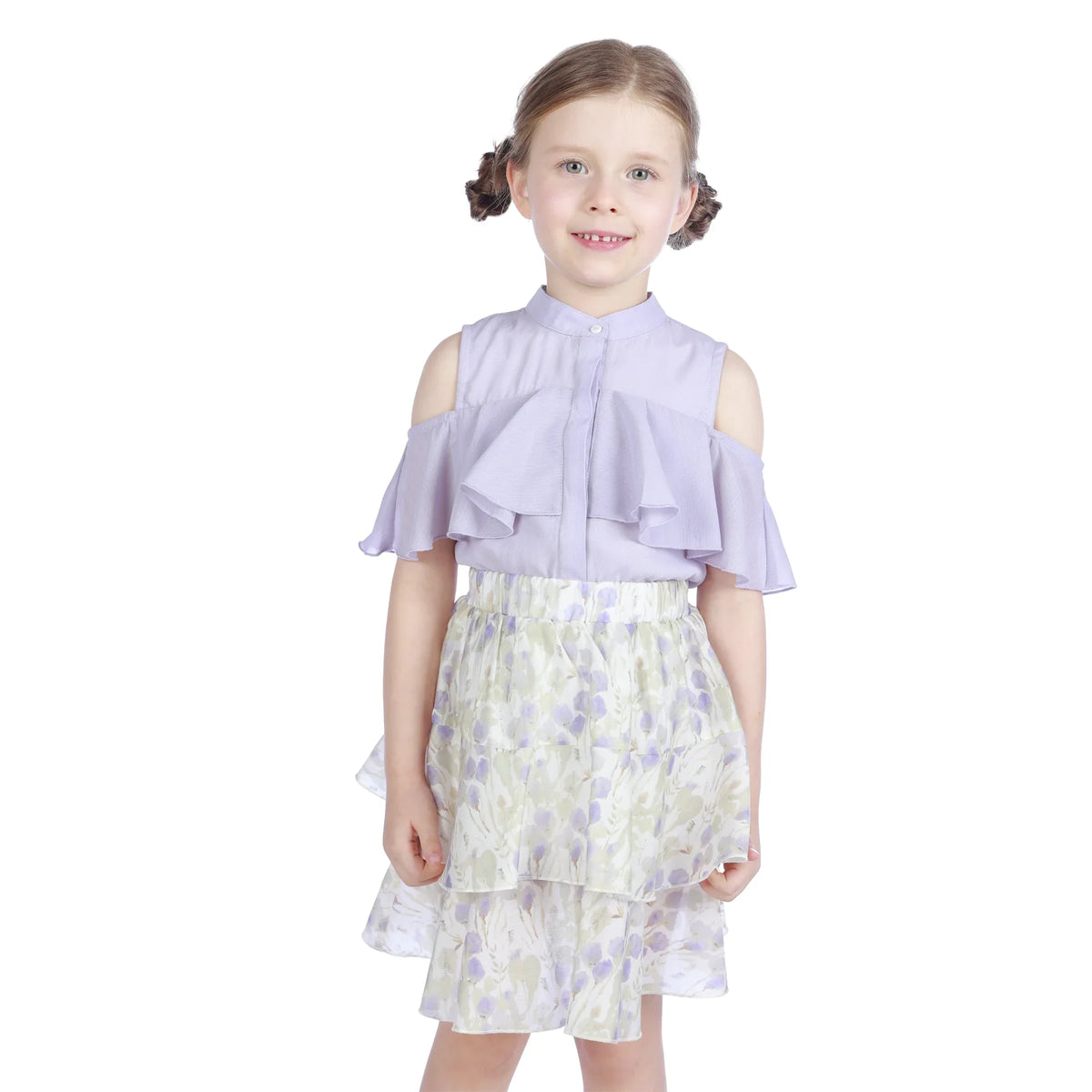 Light Purple Plain Classic Shirt For Girls Image