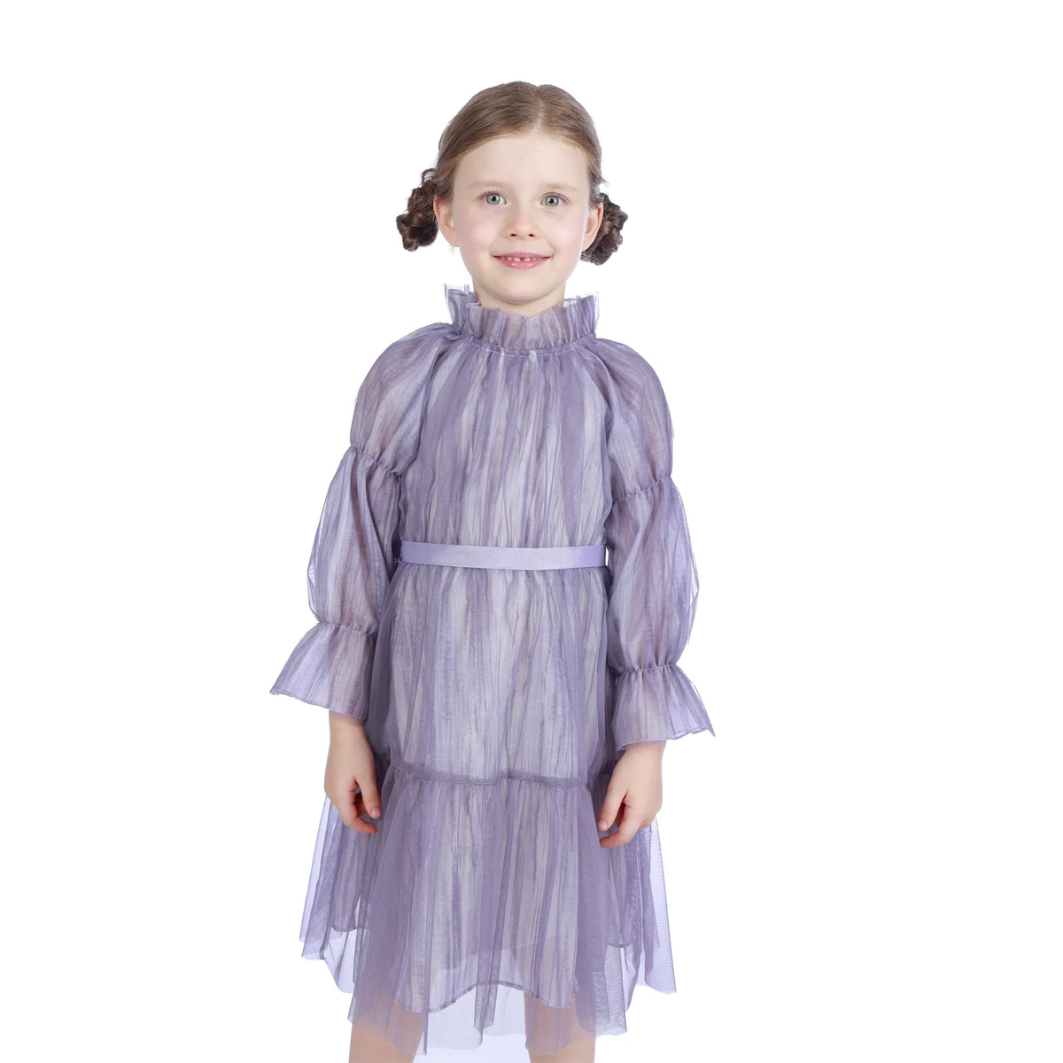 Purple Tie-Dye Classic Dress For Girls Image