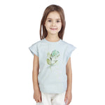 Water Green Floral Classic T.Shirt For Girls Image